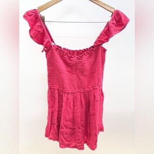 Hollister Pink Ruffle Babydoll Blouse Y2K